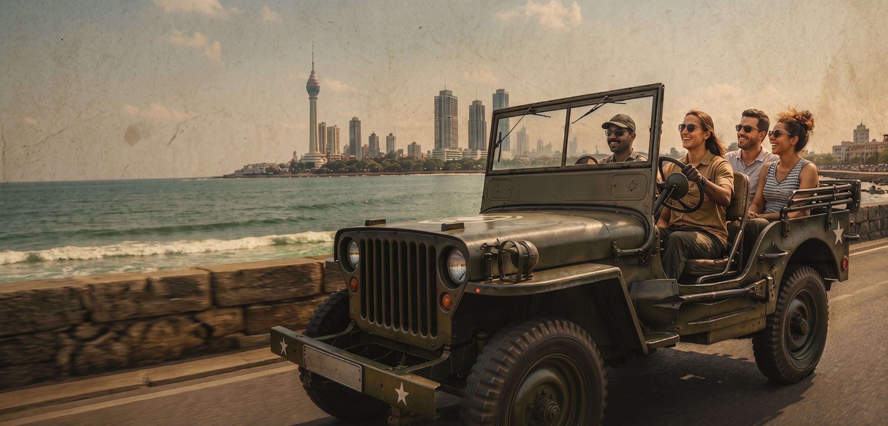 Vintage WWII jeep in Colombo